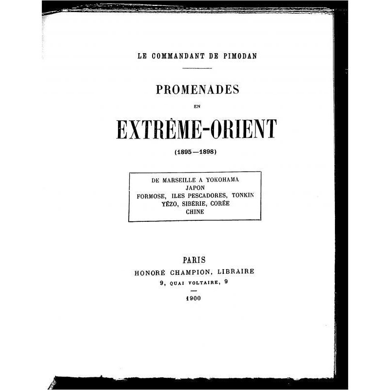 画像1: 「極東旅行記1895〜98年：マルセイユから横浜、日本、台湾、澎湖諸島、ベトナム、蝦夷、シベリア、韓国、支那（Promenades en Extr?me-Orient (1895-1898) : de Marseille a Yokohama, Japon, Formose, Iles Pescadores, Tonkin, Y?zo, Sib?rie, Cor?e, Chine)」