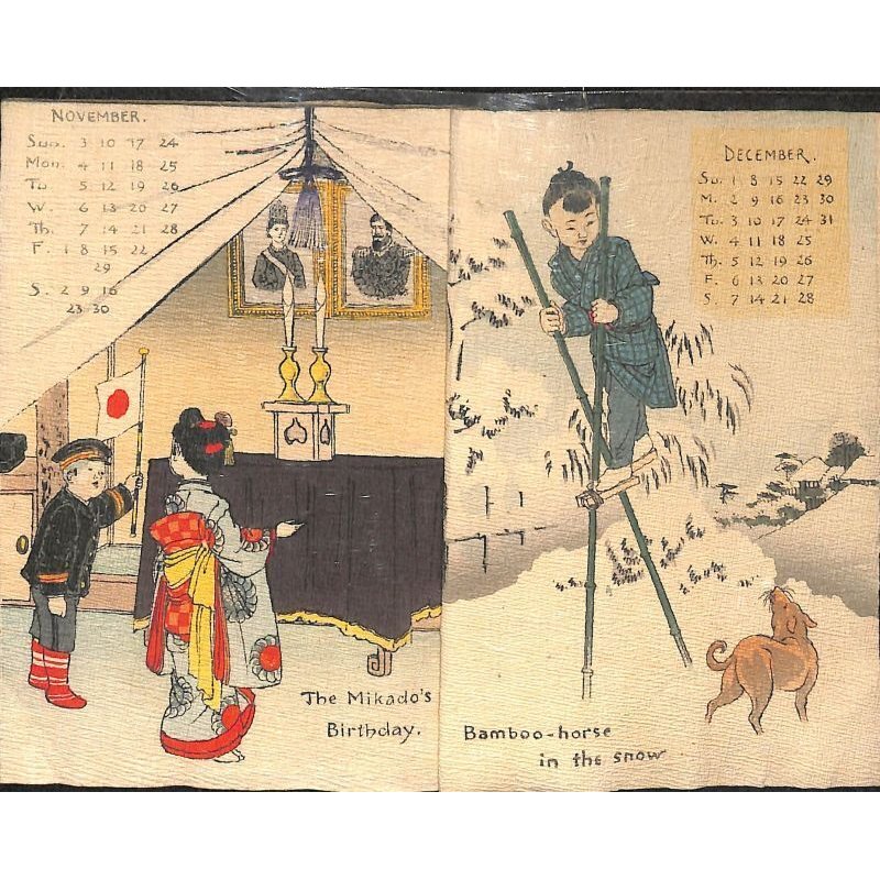 画像2: ちりめん本「世紀の初めー　1901年カレンダー　日本の子どもの12ヶ月」（英）Dawn　of　the　Century Calendar for 1901 The Months of Japanese Children